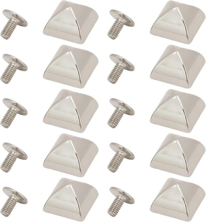 Fockety 20Pcs 12mm Pyramid Studs, Four Jaw Pyramid Rivets, Rivets, Pyramid Rapid Rivet Studs, Punk Spikes Spots Studs for Clothing, Bag, Leather, Shoes, Jewelry, Craft (Silver) - Image 1